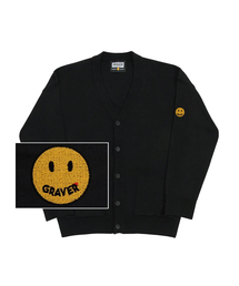 GRAVER（グレーバー）の「[UNISEX] SLEEVE DOT LOGO EMBROIDERED KNIT CARDIGAN_BLACK（カーディガン/ボレロ・メンズ）」