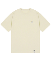[ユニセックス]ペインティングスモールフラワードット半袖Tシャツ_サンドベージュ