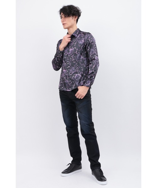 TORNADO MART(トルネードマート)の「フィリグリーローズプリントシャツ(シャツ/ブラウス・メンズ・オフホワイト/マルチ・M/L/LL/XXL)」の4枚目の写真