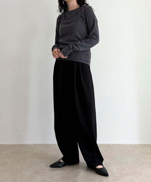 fredy emue（フレディエミュ）の「ビスチェレイヤードロンTセット（Tシャツ/カットソー・レディース・ライトグリーン/ベージュ/チャコールグレー・38）」の6枚目の写真