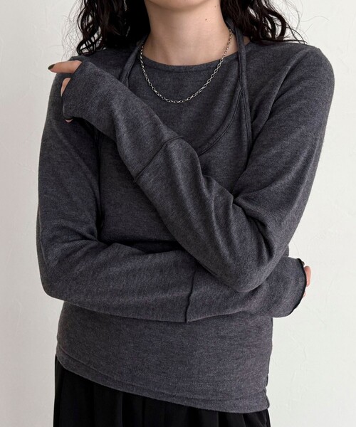 fredy emue（フレディエミュ）の「ビスチェレイヤードロンTセット（Tシャツ/カットソー・レディース・ライトグリーン/ベージュ/チャコールグレー・38）」の11枚目の写真