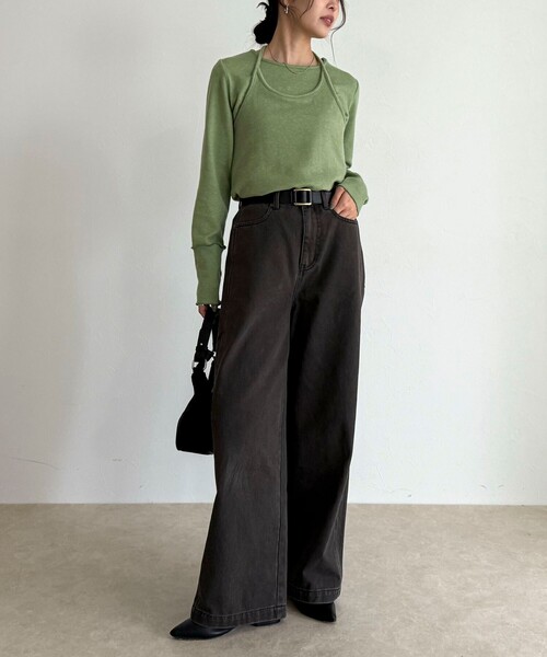 fredy emue（フレディエミュ）の「ビスチェレイヤードロンTセット（Tシャツ/カットソー・レディース・ライトグリーン/ベージュ/チャコールグレー・38）」の12枚目の写真