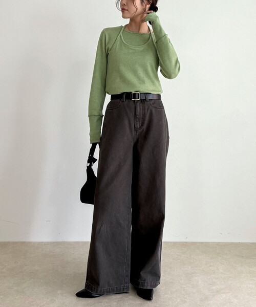 fredy emue（フレディエミュ）の「ビスチェレイヤードロンTセット（Tシャツ/カットソー・レディース・ライトグリーン/ベージュ/チャコールグレー・38）」の15枚目の写真