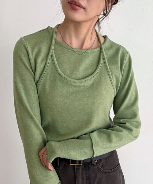 fredy emue（フレディエミュ）の「ビスチェレイヤードロンTセット（Tシャツ/カットソー・レディース・ライトグリーン/ベージュ/チャコールグレー・38）」の20枚目の写真