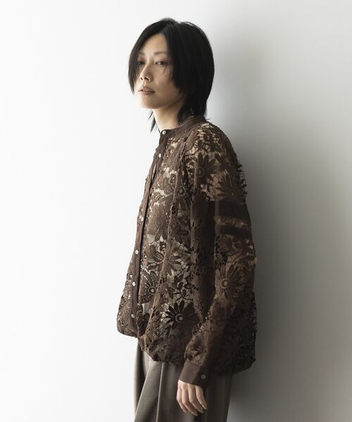 GARAGE OF GOOD CLOTHING（ガレージオブグッドクロージング）の「ライン入レースブラウス4（シャツ/ブラウス・レディース・ブラック/ホワイト/ブラウン・FREE）」の6枚目の写真
