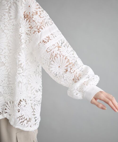 GARAGE OF GOOD CLOTHING（ガレージオブグッドクロージング）の「ライン入レースブラウス4（シャツ/ブラウス・レディース・ブラック/ホワイト/ブラウン・FREE）」の17枚目の写真