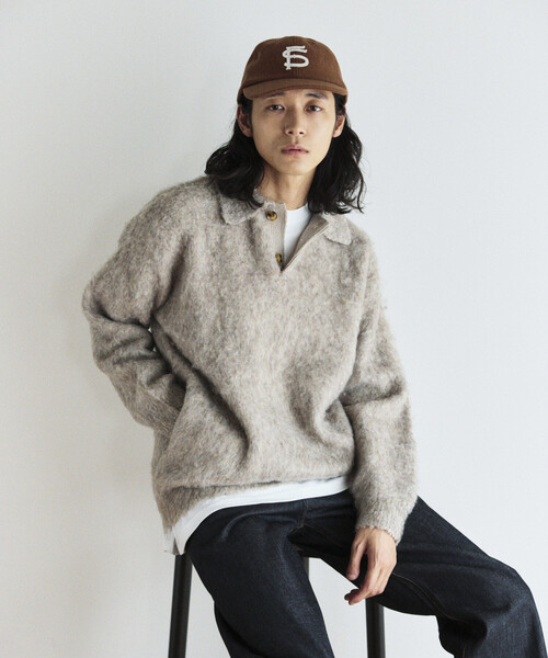 FREAK'S STORE(フリークスストア)の「シャギーニットポロ セーター(ニット/セーター・メンズ・チャコールグレー/ベージュ/ブラウン/ブルー・SMALL/MEDIUM/LARGE)」の3枚目の写真