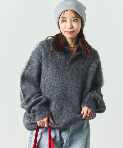 FREAK'S STORE(フリークスストア)の「シャギーニットポロ セーター(ニット/セーター・メンズ・チャコールグレー/ベージュ/ブラウン/ブルー・SMALL/MEDIUM/LARGE)」の15枚目の写真