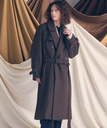 トレンチコート（ブラウン/茶色系・チェック柄）ファッション通販