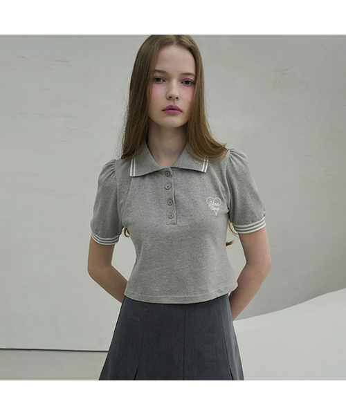 Vivacious(ビバシャス)の「Petit Collar Shirt - 4COL(ポロシャツ・レディース・ホワイト/グレー/ネイビー/チャコール・MEDIUM/SMALL)」の3枚目の写真