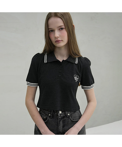 Vivacious(ビバシャス)の「Petit Collar Shirt - 4COL(ポロシャツ・レディース・ホワイト/グレー/ネイビー/チャコール・MEDIUM/SMALL)」の1枚目の写真