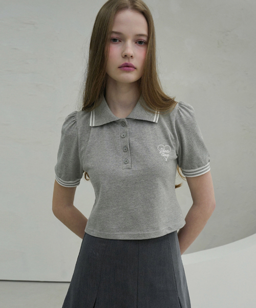 Vivacious(ビバシャス)の「Petit Collar Shirt - 4COL(ポロシャツ・レディース・ホワイト/グレー/ネイビー/チャコール・MEDIUM/SMALL)」の5枚目の写真