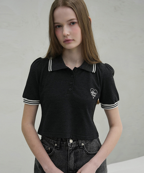 Vivacious(ビバシャス)の「Petit Collar Shirt - 4COL(ポロシャツ・レディース・ホワイト/グレー/ネイビー/チャコール・MEDIUM/SMALL)」の6枚目の写真