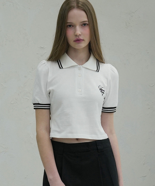 Vivacious(ビバシャス)の「Petit Collar Shirt - 4COL(ポロシャツ・レディース・ホワイト/グレー/ネイビー/チャコール・MEDIUM/SMALL)」の7枚目の写真