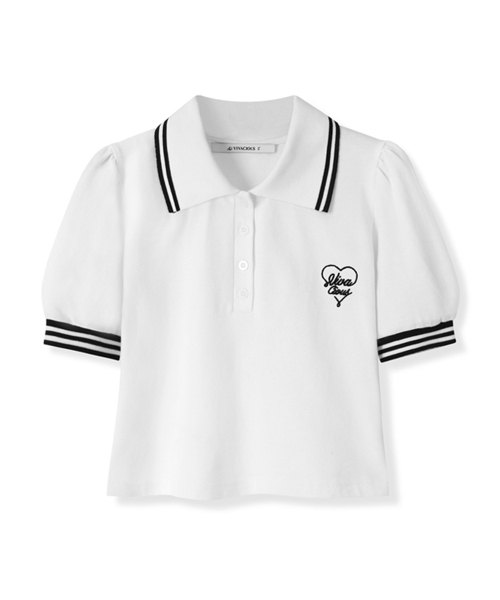 Vivacious(ビバシャス)の「Petit Collar Shirt - 4COL(ポロシャツ・レディース・ホワイト/グレー/ネイビー/チャコール・MEDIUM/SMALL)」の8枚目の写真