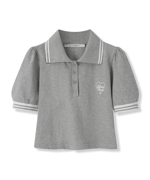 Vivacious(ビバシャス)の「Petit Collar Shirt - 4COL(ポロシャツ・レディース・ホワイト/グレー/ネイビー/チャコール・MEDIUM/SMALL)」の9枚目の写真