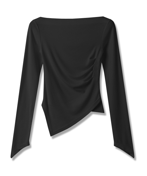 Vivacious(ビバシャス)の「V Drape Long Sleeve - 3COL(Tシャツ/カットソー・レディース・ブラック/アイボリー/チャコール・SMALL/MEDIUM/LARGE)」の7枚目の写真