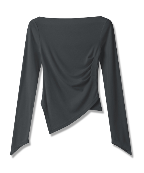 Vivacious(ビバシャス)の「V Drape Long Sleeve - 3COL(Tシャツ/カットソー・レディース・ブラック/アイボリー/チャコール・SMALL/MEDIUM/LARGE)」の8枚目の写真
