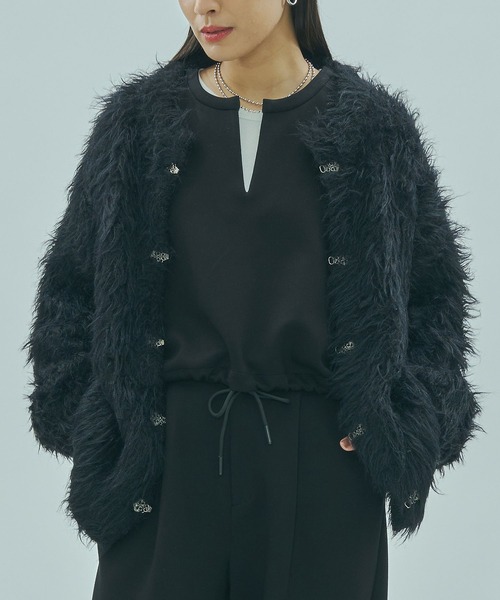 ROSE BUD(ローズバッド)の「FEATHERYARN CARDIGAN(カーディガン/ボレロ・レディース・ブラック/パープル/イエロー・ONE SIZE)」の13枚目の写真