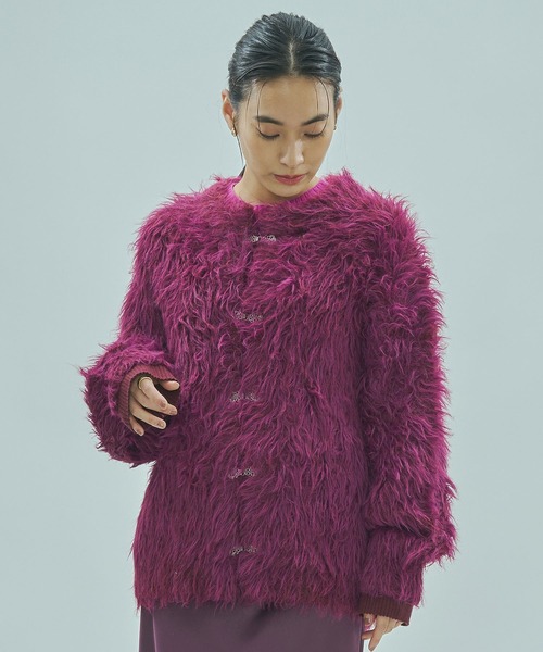 ROSE BUD(ローズバッド)の「FEATHERYARN CARDIGAN(カーディガン/ボレロ・レディース・ブラック/パープル/イエロー・ONE SIZE)」の14枚目の写真