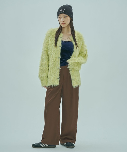 ROSE BUD(ローズバッド)の「FEATHERYARN CARDIGAN(カーディガン/ボレロ・レディース・ブラック/パープル/イエロー・ONE SIZE)」の4枚目の写真