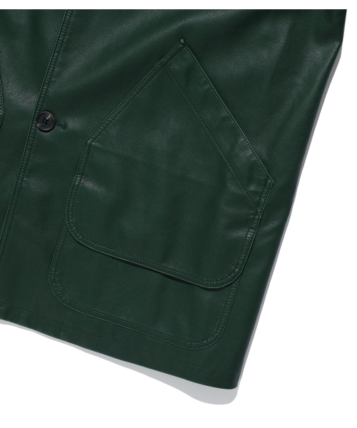 NICE GHOST CLUB(ナイスゴーストクラブ)の「PU LEATHER WORK CAR COAT_GREEN(NG2FFUB840A)(ライダースジャケット・レディース・グリーン・SMALL/MEDIUM/LARGE)」の5枚目の写真