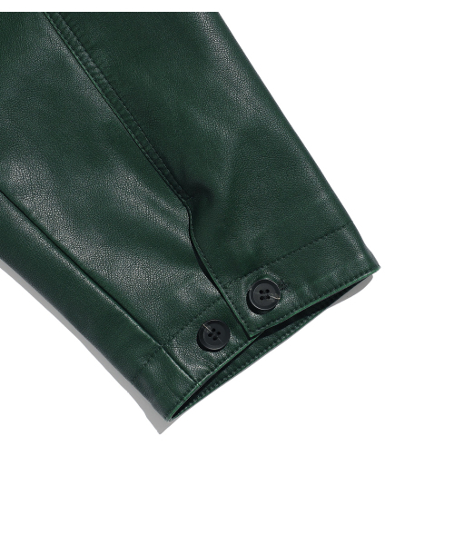 NICE GHOST CLUB(ナイスゴーストクラブ)の「PU LEATHER WORK CAR COAT_GREEN(NG2FFUB840A)(ライダースジャケット・レディース・グリーン・SMALL/MEDIUM/LARGE)」の7枚目の写真
