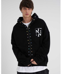 TENER（テネル）の「TNジュエリー薄起毛フードジップアップブラック（パーカー）」