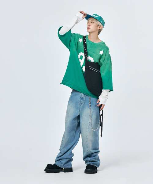 SCHISM INDUCING（スキズムインデューシング）の「FOOTBALL TEE GREEN（Tシャツ/カットソー・レディース・その他・MEDIUM/LARGE）」の8枚目の写真