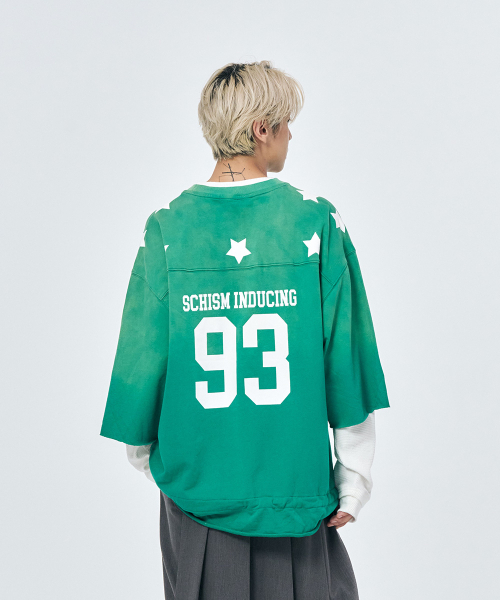 SCHISM INDUCING（スキズムインデューシング）の「FOOTBALL TEE GREEN（Tシャツ/カットソー・レディース・その他・MEDIUM/LARGE）」の6枚目の写真