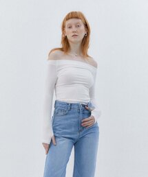 オフショルダー ベーシック Tシャツ - ホワイト