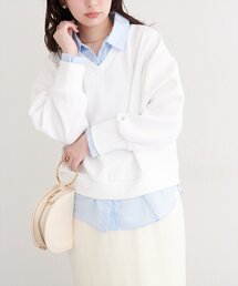 natural couture | ボウタイ付きシャツレイヤードプルオーバー(スウェット)