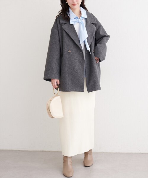 natural couture（ナチュラルクチュール）の「ボウタイ付きシャツレイヤードプルオーバー（スウェット・レディース・オフホワイト/グレー/ネイビー・FREE）」の10枚目の写真