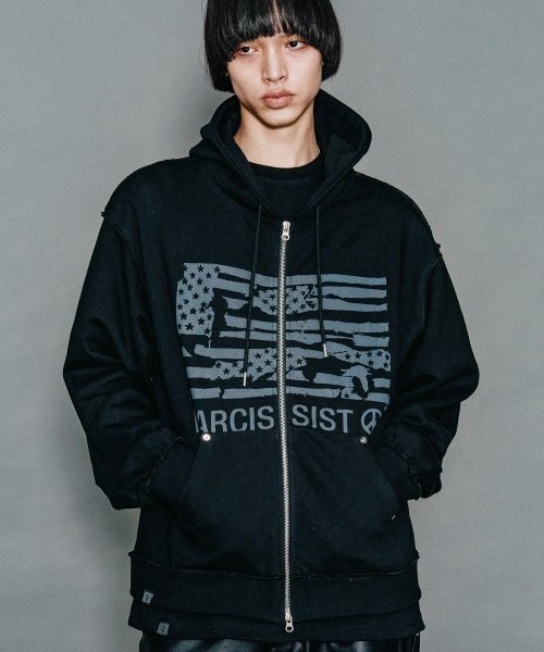VASTIC(バスティック)の「フラッグフードパーカー ジップアップ_ブラック(パーカー・メンズ・その他・LARGE/MEDIUM)」の1枚目の写真