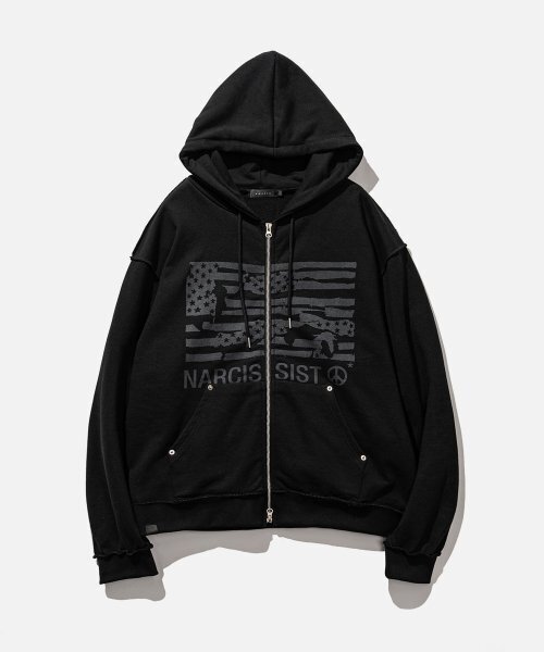 VASTIC(バスティック)の「フラッグフードパーカー ジップアップ_ブラック(パーカー・メンズ・その他・LARGE/MEDIUM)」の2枚目の写真