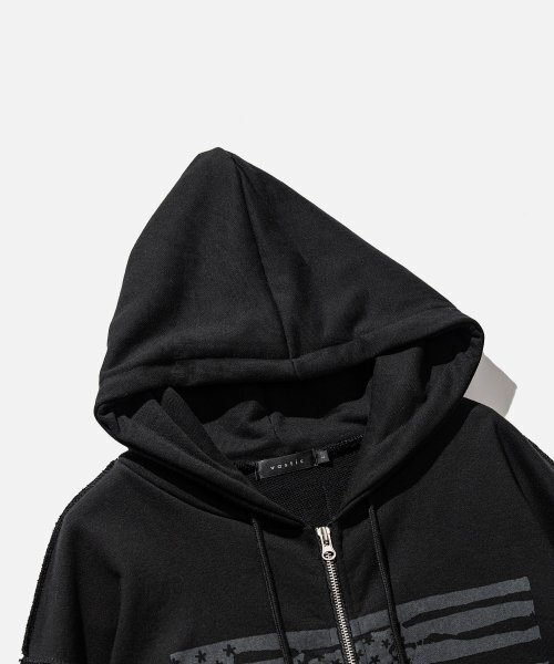 VASTIC(バスティック)の「フラッグフードパーカー ジップアップ_ブラック(パーカー・メンズ・その他・LARGE/MEDIUM)」の4枚目の写真