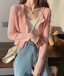 Mayree | 【Mayree】フリル　リブニットカーディガン(カーディガン/ボレロ)