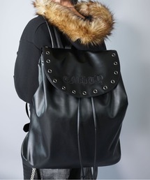 SPINNS | 合皮ナップサック/刺繍ロゴ/ハトメ/大容量リュック/ユニセックス(バックパック/リュック)