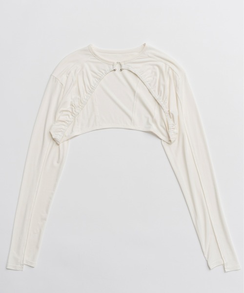 MAISON SPECIAL(メゾンスペシャル)の「Piercing Ring Short Bolero/ピアスリングショートボレロ(カーディガン/ボレロ・レディース・ホワイト/ブルー/チャコールグレー・FREE)」の19枚目の写真