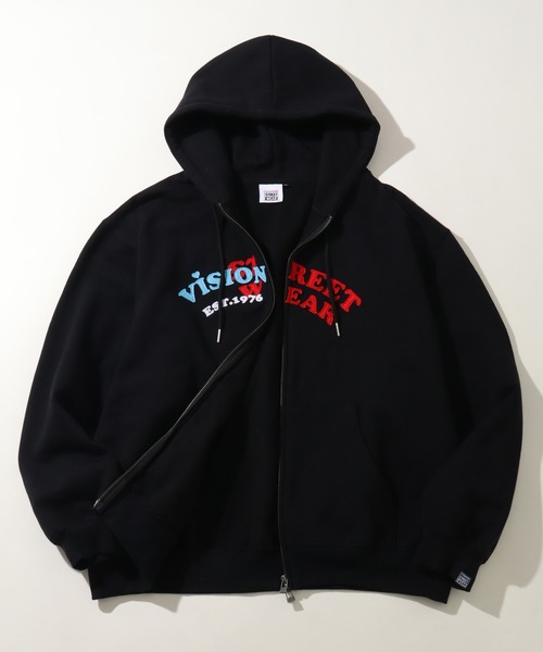 VISION STREET WEAR(ヴィジョンストリートウェア)の「【VISION STREET WEAR/ヴィジョンストリートウェア】Felt Arch ZIP Hoodie/フェルト パッチワークロゴ 配色 パーカー フーディー(パーカー・メンズ・グリーン系その他/ブラック/ライトグレー・L/M/LL)」の15枚目の写真