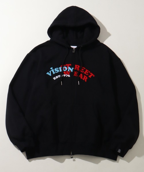 VISION STREET WEAR(ヴィジョンストリートウェア)の「【VISION STREET WEAR/ヴィジョンストリートウェア】Felt Arch ZIP Hoodie/フェルト パッチワークロゴ 配色 パーカー フーディー(パーカー・メンズ・グリーン系その他/ブラック/ライトグレー・L/M/LL)」の12枚目の写真