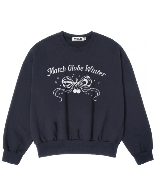 MATCHGLOBE(マッチグローブ)の「ウィンターリボン裏起毛スウェットシャツ(ネイビー)(スウェット・レディース・その他・FREE)」の1枚目の写真