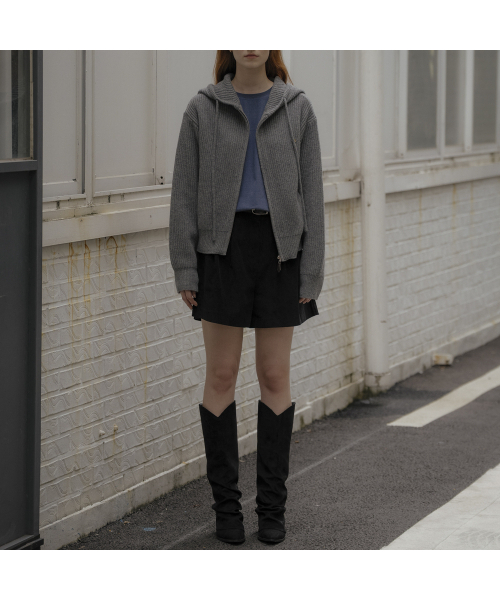 KNOWNBETTER（ノウンベター）の「Daily hood zip up knit cardigan_[2color]（カーディガン/ボレロ・レディース・チャコールグレー/アイボリー・FREE）」の7枚目の写真