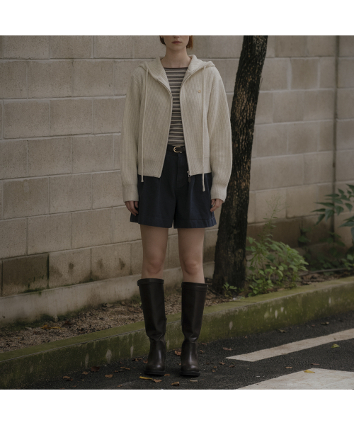 KNOWNBETTER（ノウンベター）の「Daily hood zip up knit cardigan_[2color]（カーディガン/ボレロ・レディース・チャコールグレー/アイボリー・FREE）」の13枚目の写真