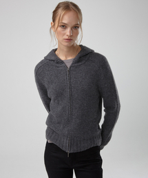 EAN JO（イアンジョー）の「HOOD ZIP UP KNITTED CARDIGAN (CHARCOAL)（カーディガン/ボレロ）」