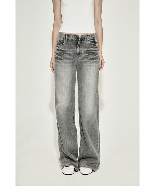 パンツ synerjyn CAT WASHING DENIM PANTS STRAIGHT CAT WASHING DENIM PANTS GRAY（デニムパンツ）｜SYNERJYN