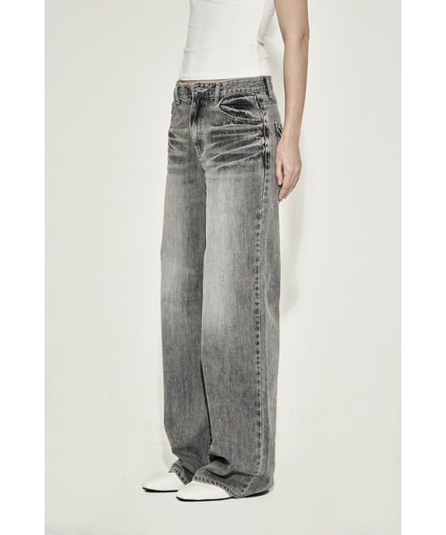 STRAIGHT CAT WASHING DENIM PANTS GRAY（デニムパンツ）｜SYNERJYN
