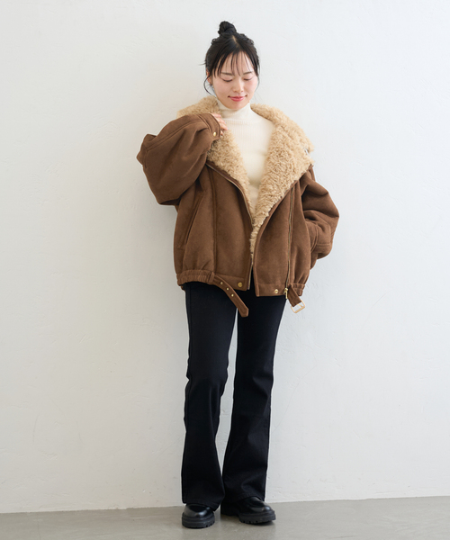 U by SPICK&SPAN（ユーバイスピックアンドスパン）の「FAKESHEARLING B3.5 RIDERS（ブルゾン・レディース・ブラック・36/38）」の3枚目の写真