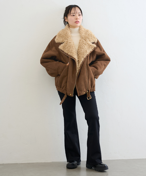 U by SPICK&SPAN（ユーバイスピックアンドスパン）の「FAKESHEARLING B3.5 RIDERS（ブルゾン・レディース・ブラック・36/38）」の4枚目の写真