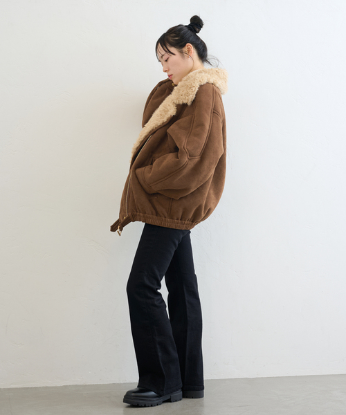 U by SPICK&SPAN（ユーバイスピックアンドスパン）の「FAKESHEARLING B3.5 RIDERS（ブルゾン・レディース・ブラック・36/38）」の5枚目の写真